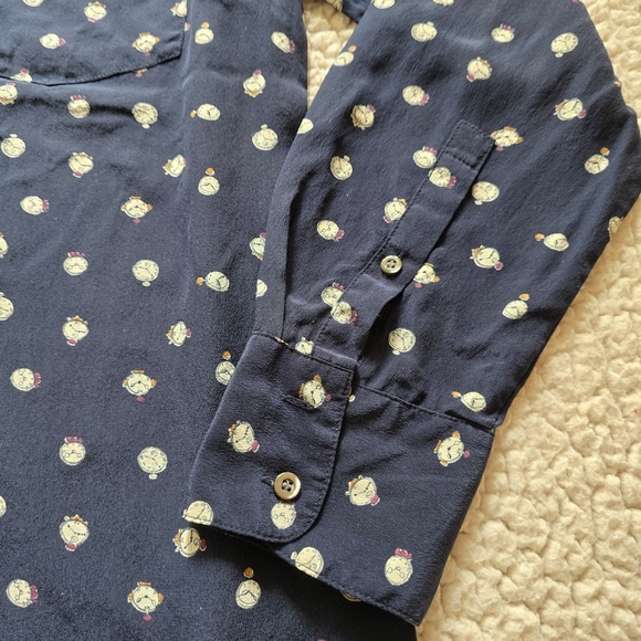 J. Crew Silk Blouse with Clock Print Size 10 - Picture 7 of 12